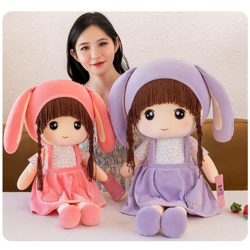 Gấu bông búp bê mũ tai thỏ dễ thương búp bê nhồi bông cao cấp trang phục có thể tháo rời quà tặng cho bé đáng yêu