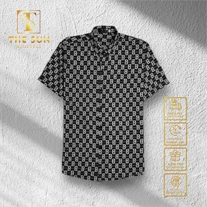 Áo Sơ Mi Lụa Họa Tiết Chữ B 2 Màu - Cuban Shirt TS55, TS56 - Size 50-100kg - Vải Lụa Thoáng Mát, Chống Nhăn, Nhàu Tốt