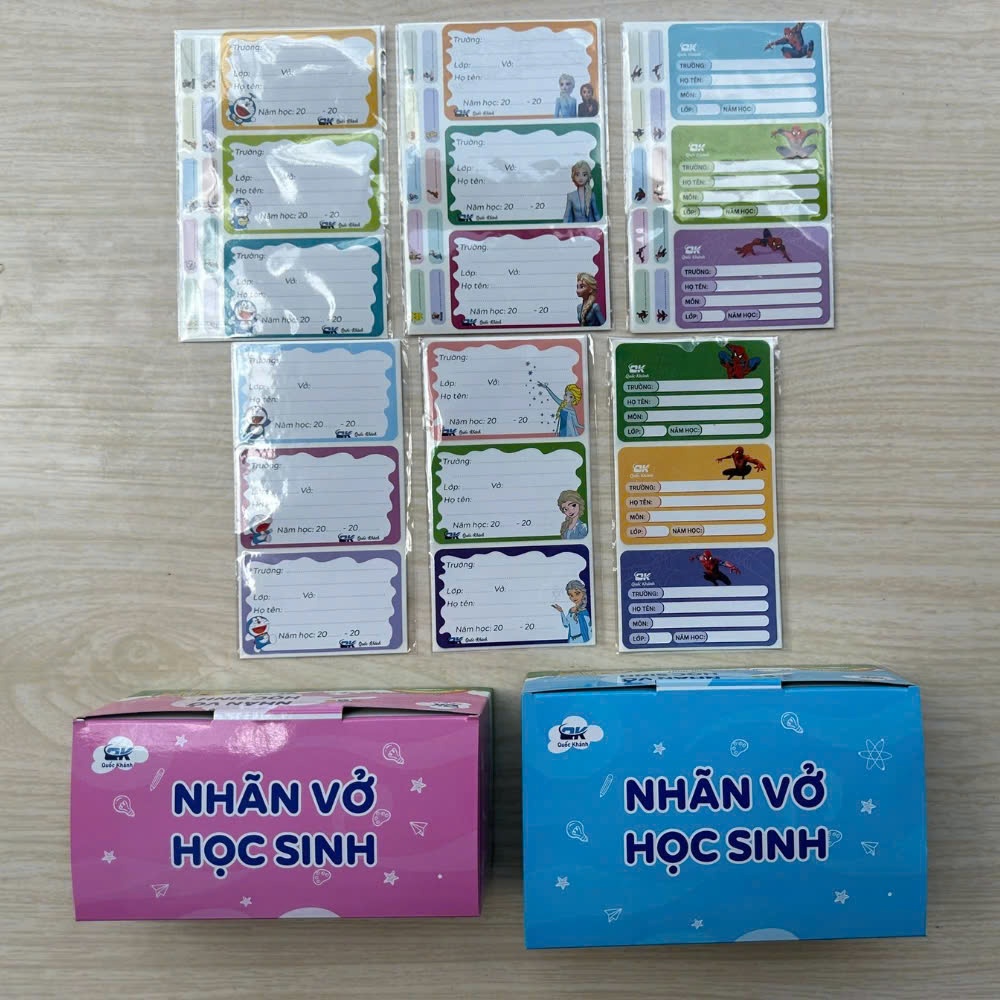 12 Nhãn Vở Có Decan Dán Sẵn Cho Học Sinh Một Gói , Nhãn Kèm Bảng Tên Siêu Đẹp,Dùng Cho Lớp 1-Lớp 12.