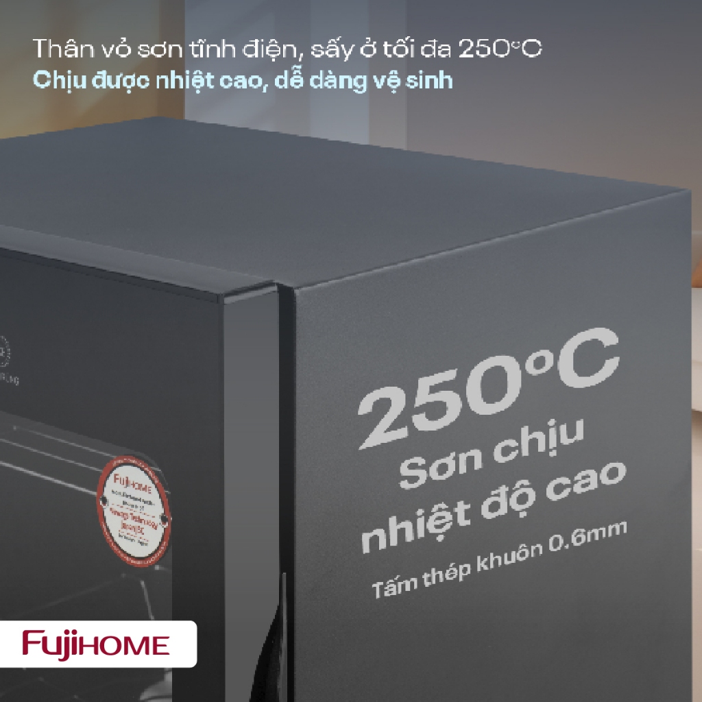 Máy sấy bát đĩa Ozone-UV FUJIHOME 128 Lít, Tủ sấy khô diệt khuẩn đa năng dao thớt dụng cụ y tế