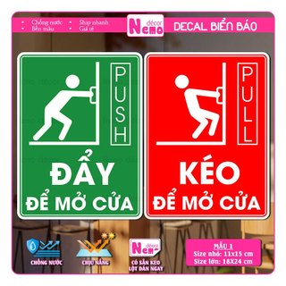 Decal Kéo Đẩy Pull Push, Bảng Kéo Đẩy Dán Cửa Kính, Gỗ, Nhựa, Sticker Decor Trang Trí Cửa Ra Vào, Kháng Nước, Chống Nắng