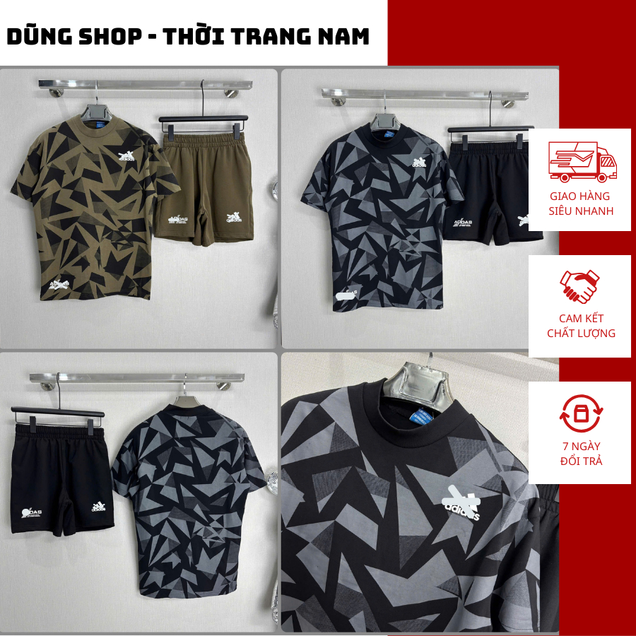 Bộ Cộc Nam A Di Đát Rằn Ri Logo In Nổi Cao Cấp - Bộ Hè Nam A Di Đát Xám ...