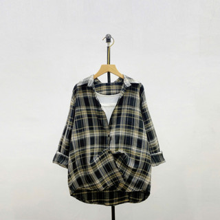 Set Áo Bigsize Nữ (SƠ MI CARO + ÁO BA LỖ) Áo Somi Khoác Ngoài Phong Cách Vintage Retro Cá Tính