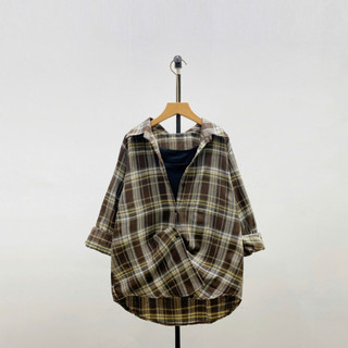 Set Áo Bigsize Nữ (SƠ MI CARO + ÁO BA LỖ) Áo Somi Khoác Ngoài Phong Cách Vintage Retro Cá Tính