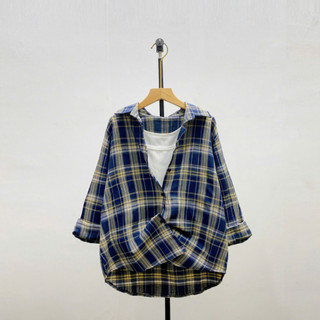 Set Áo Bigsize Nữ (SƠ MI CARO + ÁO BA LỖ) Áo Somi Khoác Ngoài Phong Cách Vintage Retro Cá Tính