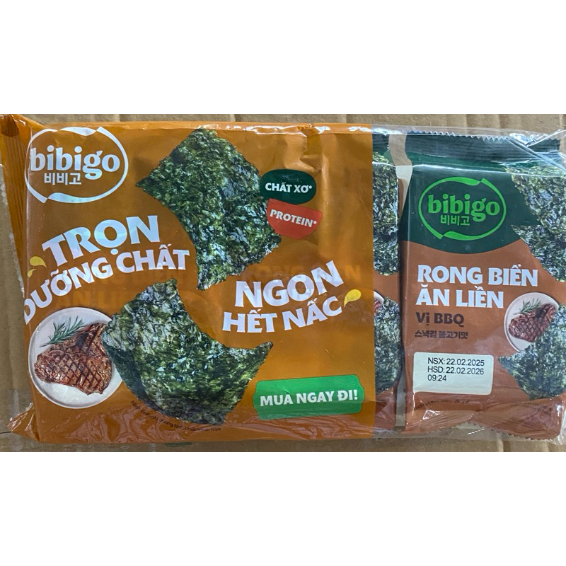 Rong biển ăn liền 4gram (lốc 3gói)BIBIGO vị BBQ Hàn Quốc | Shopee Việt Nam