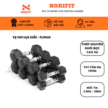 Tạ Tay Lục Giác Tạ Tay Thép Nguyên Khối Bọc Cao Su 1 Quả, Tạ Tay Tập Gym TLV029