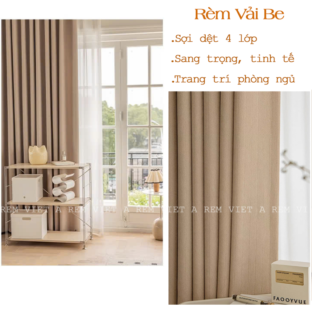 Rèm Vải Thô Màu Be - Chất Vải Cao Cấp, Họa Tiết Tinh Tế, Sợi Dệt 5 Lớp ...