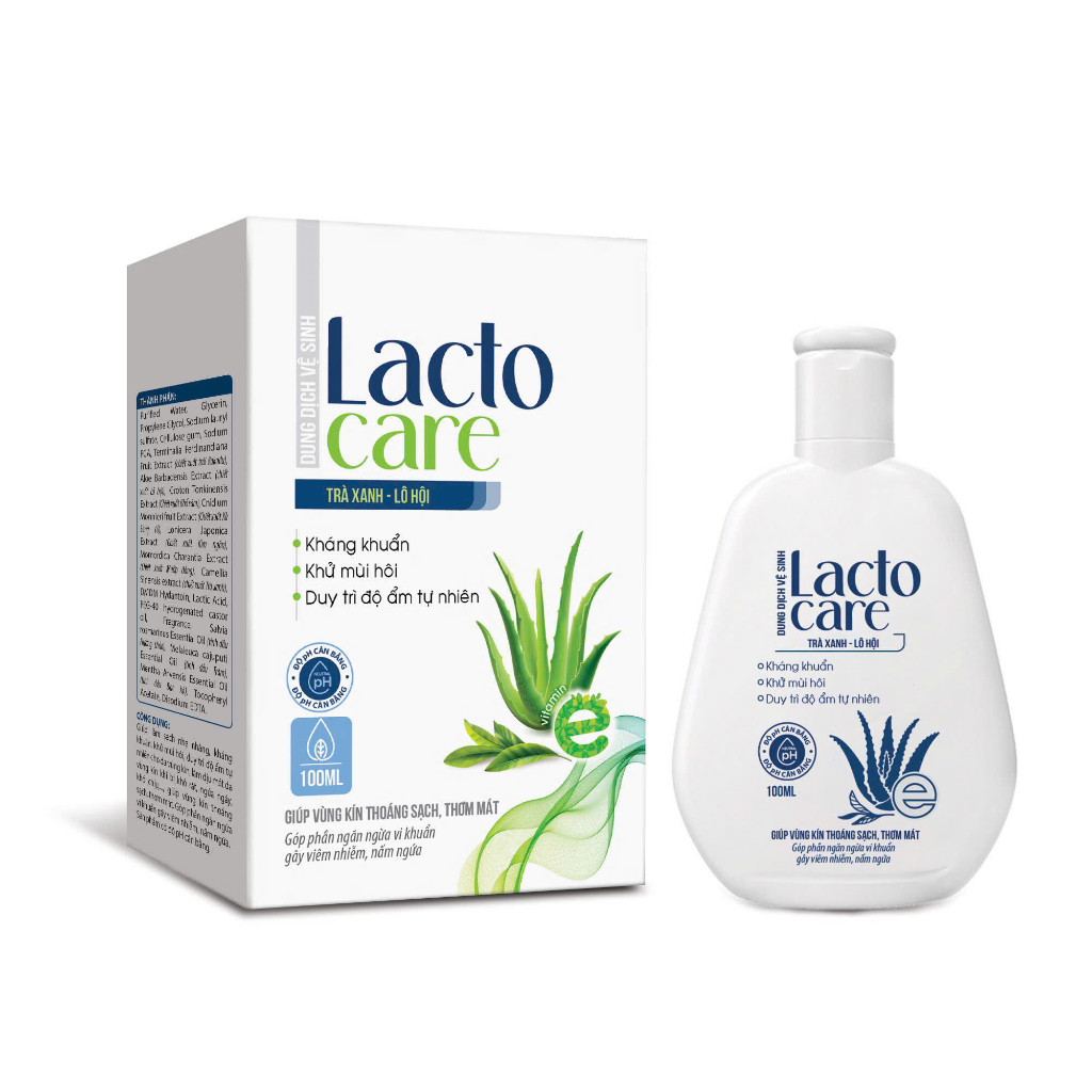 Dung Dịch Vệ Sinh Lacto Care - Chiết Xuất Từ Trà Xanh Và Lô Hội Giúp Duy Trì Độ Ẩm, Kháng Khuẩn, Khủ Mùi Chai 100ML