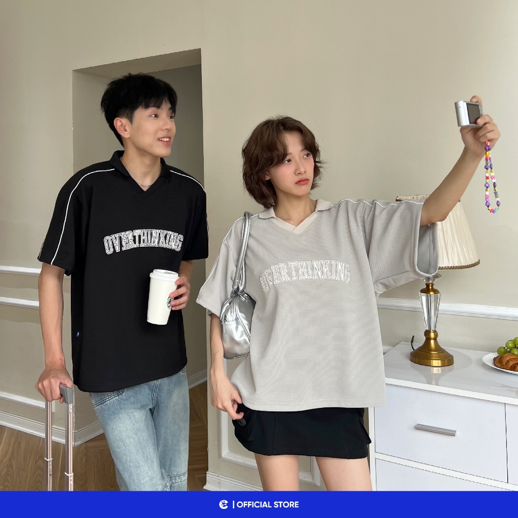 Áo thun polo nam nữ phông có cổ boxy Local Brand Chính Hãng City Cycle Áo Polo Overthinking