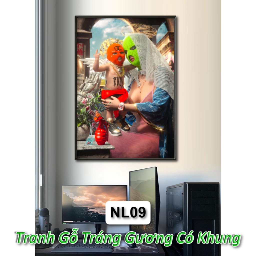 Tranh Treo Tường Phong Cách Hiphop Hiện Đại Tráng Gương Khung Composite Decor Phòng Khách Phòng Game