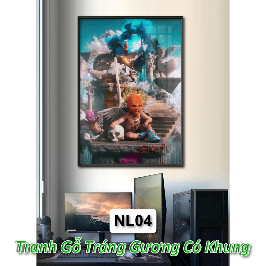 Tranh Treo Tường Phong Cách Hiphop Hiện Đại Tráng Gương Khung Composite Decor Phòng Khách Phòng Game