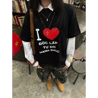 Áo Thun Tay Ngắn Form Boxy I LOVE '' ĐỘC LẬP-TỰ DO-HẠNH PHÚC" / FURISTIC®