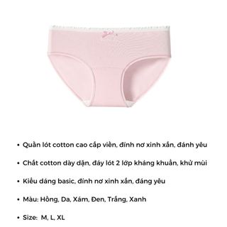 Quần lót nữ cotton kháng khuẩn thấm hút tốt, Quần chíp nữ viền bèo kèm nơ dễ thương DEVARI L4119