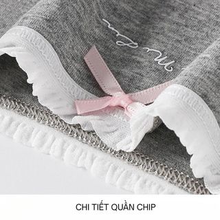 Quần lót nữ cotton kháng khuẩn thấm hút tốt, Quần chíp nữ viền bèo kèm nơ dễ thương DEVARI L4119
