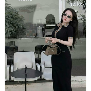 Váy PoLo cổ trụ kẻ BBRr Dáng Dài siêu tôn dáng chất vải tâm thái cao cấp