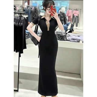 Váy PoLo cổ trụ kẻ BBRr Dáng Dài siêu tôn dáng chất vải tâm thái cao cấp