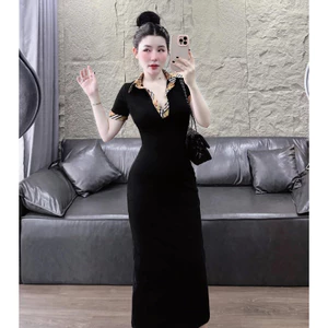Váy PoLo cổ trụ kẻ BBRr Dáng Dài siêu tôn dáng chất vải tâm thái cao cấp