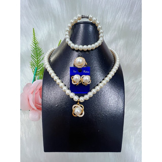 Các bộ Com bo 4 món vòng cổ hoa tai lắc tay, Nhẫn ngọc trai Ngọc trai san hô mạ vàng 18K cao cấp