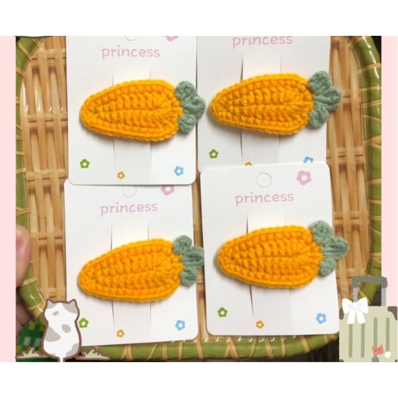 Kẹp Tóc Cà Rốt Xinh , Kẹp Mái Len Handmade