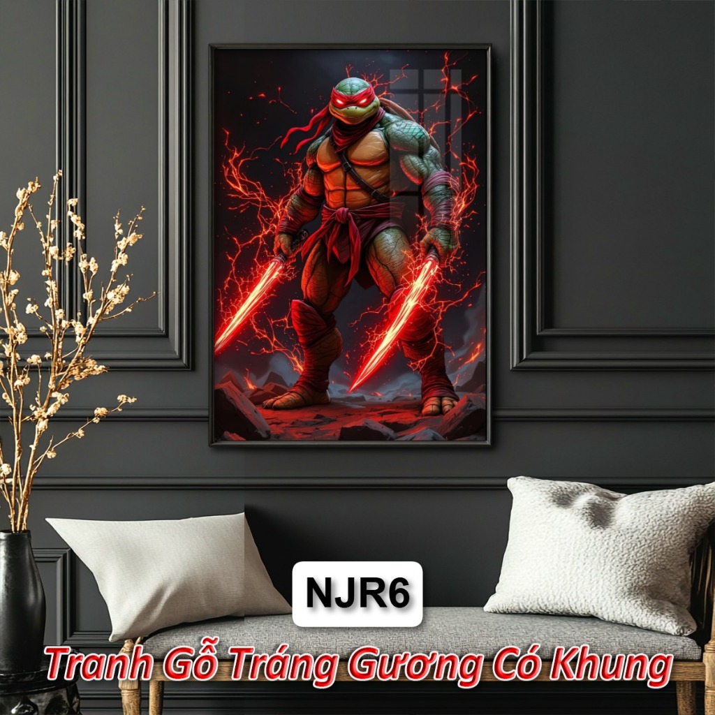 Tranh Ninja Rùa Treo Tường - Tranh Gỗ Tráng Gương Decor Phòng Cực Chất Cho Fan Siêu Anh Hùng