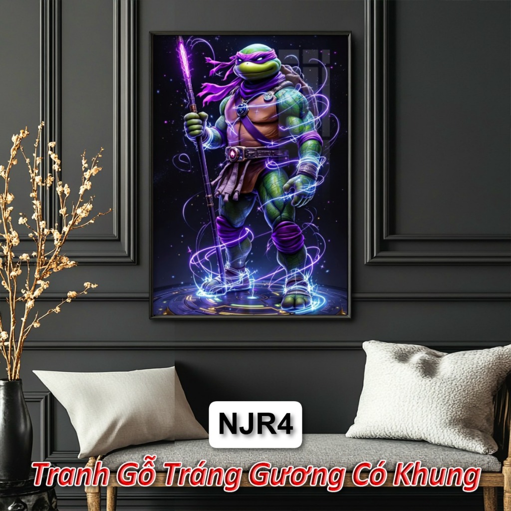 Tranh Ninja Rùa Treo Tường - Tranh Gỗ Tráng Gương Decor Phòng Cực Chất Cho Fan Siêu Anh Hùng