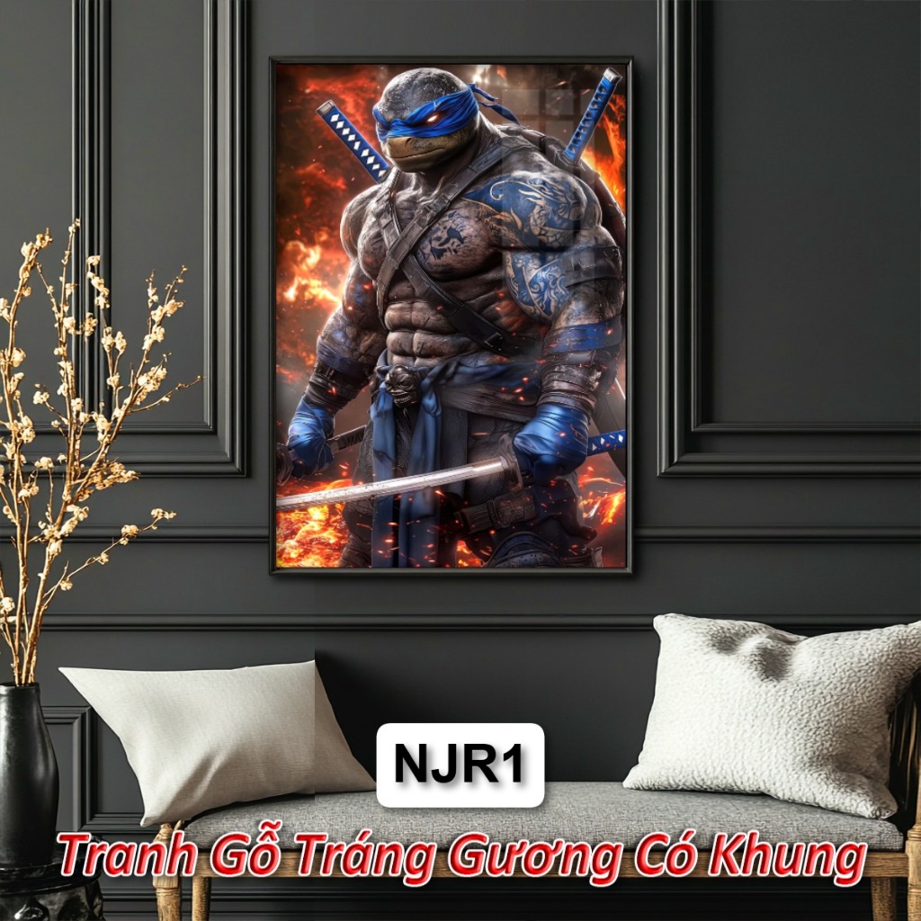 Tranh Ninja Rùa Treo Tường - Tranh Gỗ Tráng Gương Decor Phòng Cực Chất Cho Fan Siêu Anh Hùng