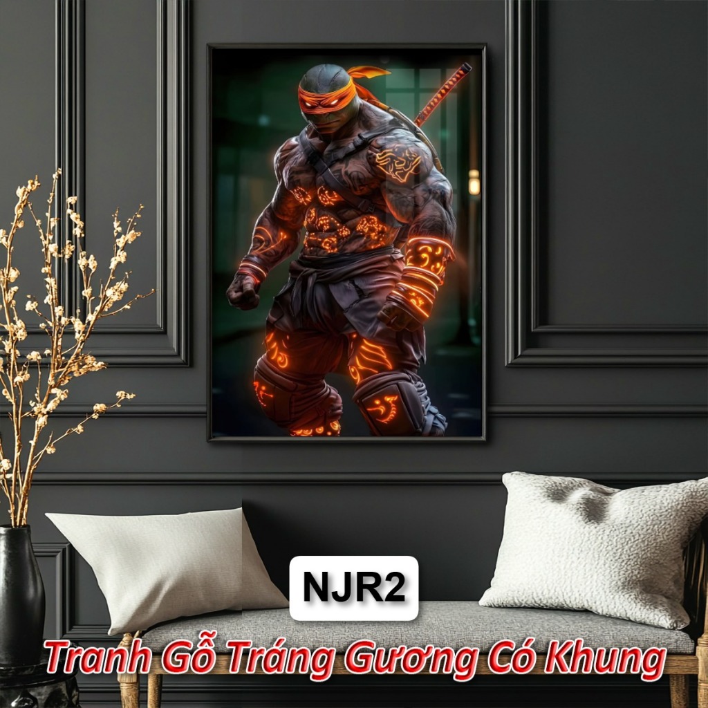 Tranh Ninja Rùa Treo Tường - Tranh Gỗ Tráng Gương Decor Phòng Cực Chất Cho Fan Siêu Anh Hùng