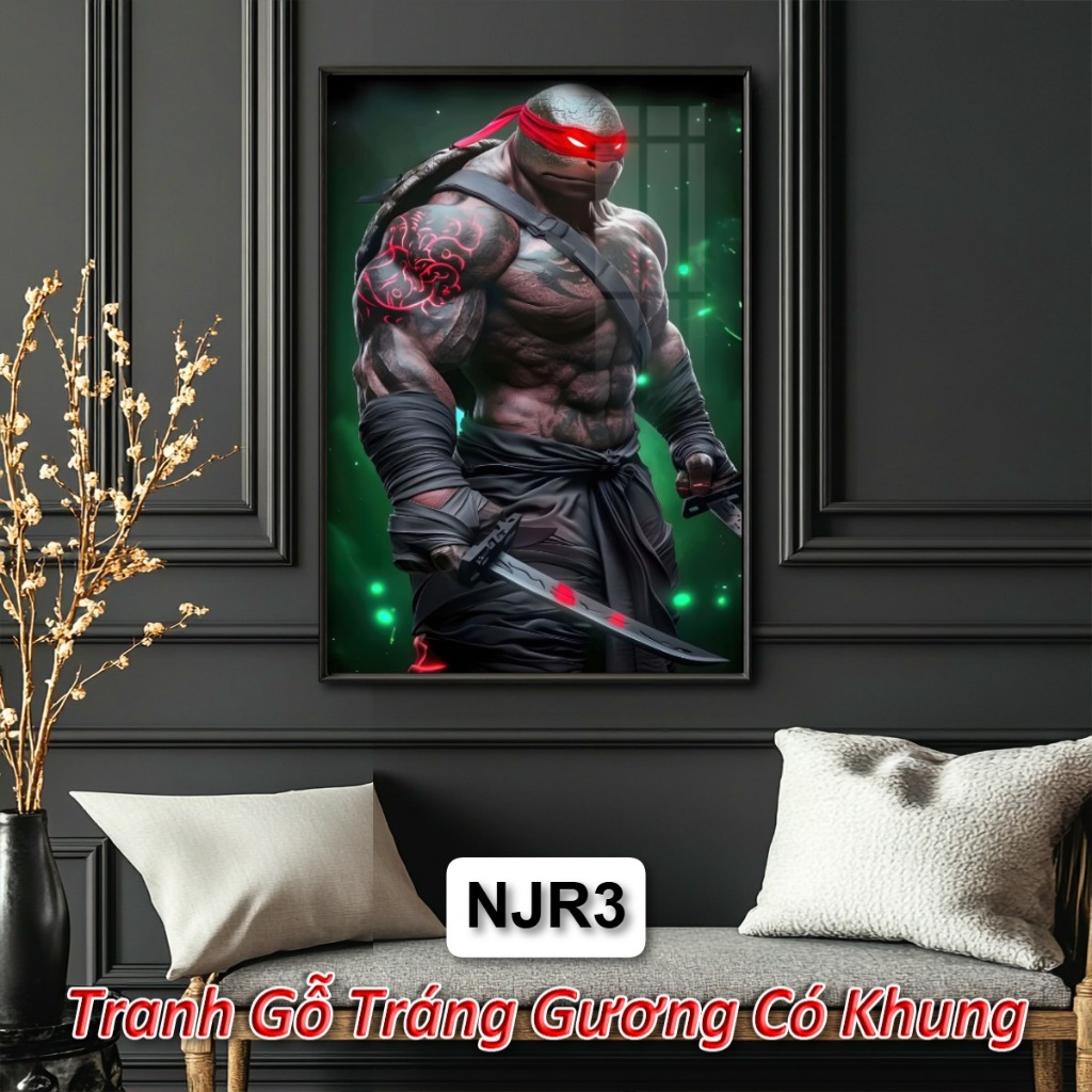 Tranh Ninja Rùa Treo Tường - Tranh Gỗ Tráng Gương Decor Phòng Cực Chất Cho Fan Siêu Anh Hùng