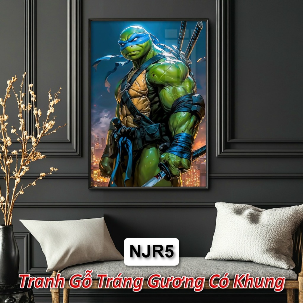 Tranh Ninja Rùa Treo Tường - Tranh Gỗ Tráng Gương Decor Phòng Cực Chất Cho Fan Siêu Anh Hùng