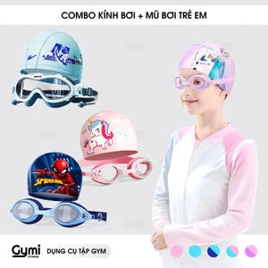 Combo Kính Bơi + Mũ Bơi Trẻ Em - Chống Tia UV, Chống Sương Mù - Cho Bé Trai Và Bé Gái - KinhBoi+MuBoi-TreEm