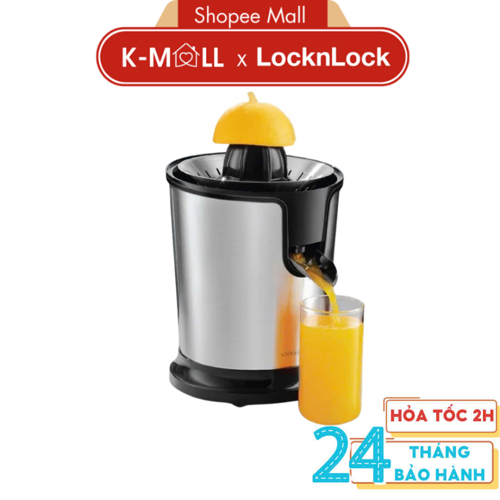 Máy Vắt Cam Bằng Thép Không Gỉ LocknLock Premium Citrus Juicer EJJ226BLK, Màu Đen, 85W - K-MALL