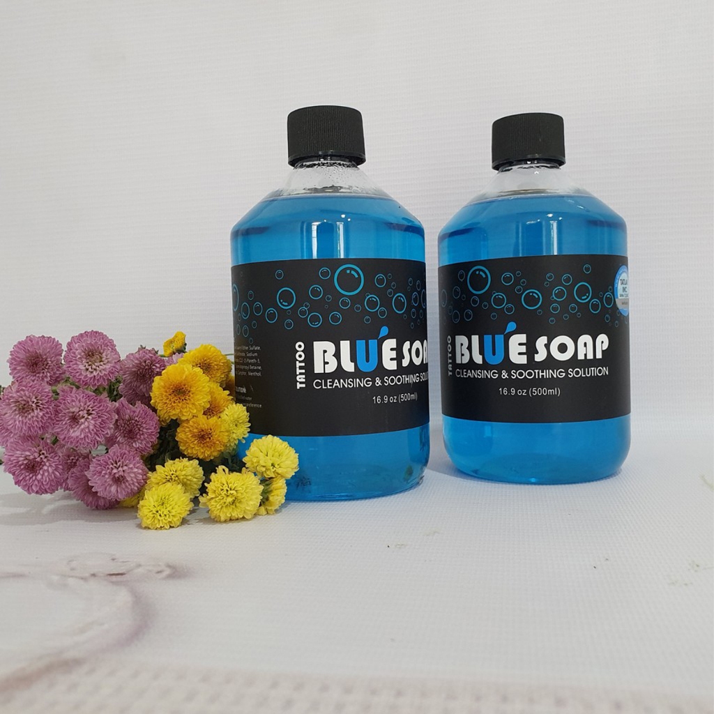 Dung dịch Bluesoap 500ml lau rửa mực xăm