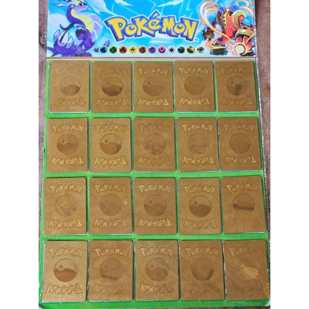 Đồ chơi thẻ pokemon 100 lá cầu vồng 7 màu, thẻ bài pokemon mạ vàng