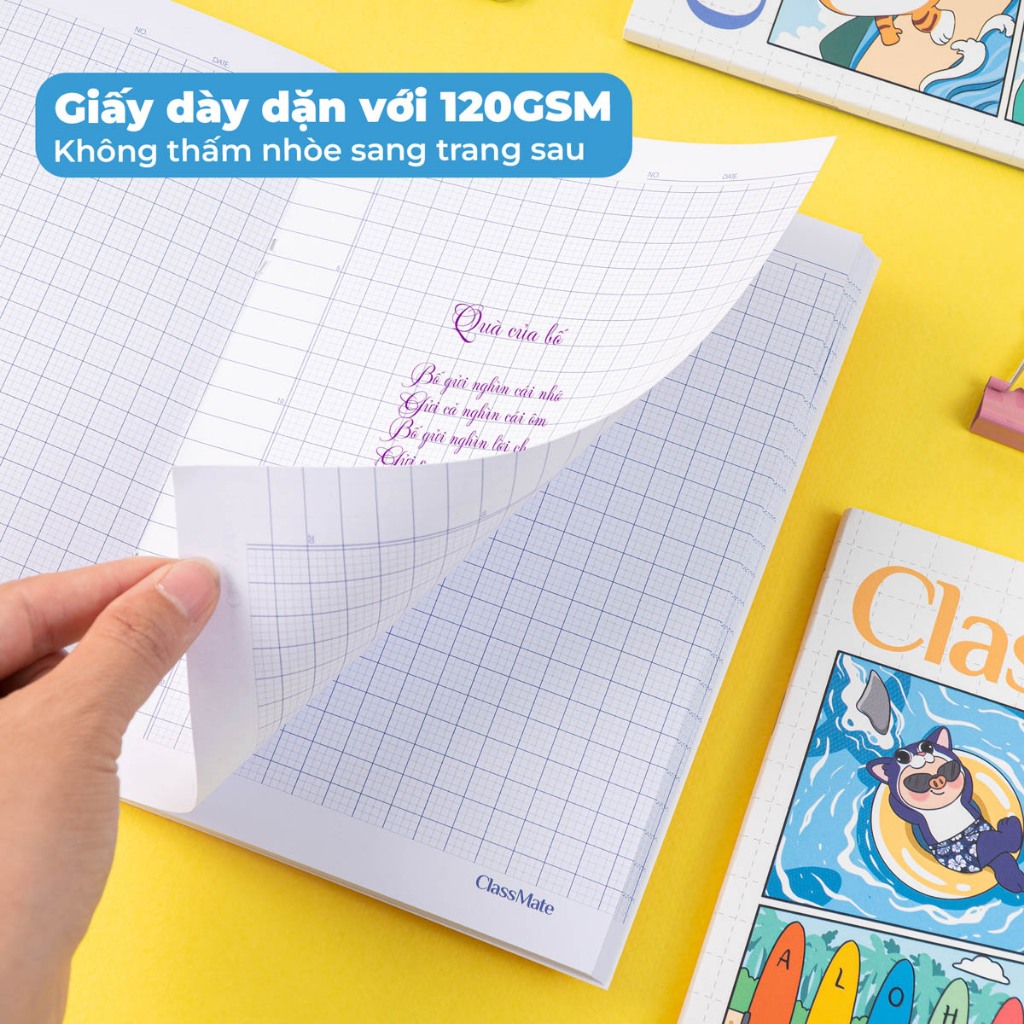 Tập Học Sinh Miền Nam A5 Classmate Vở 4 Ô Ly 120GSM Không Thấm Mực 96 Trang, Vở 5 Ô Li 2x2mm, Vở Học Sinh Cấp 1 Heo Nhí