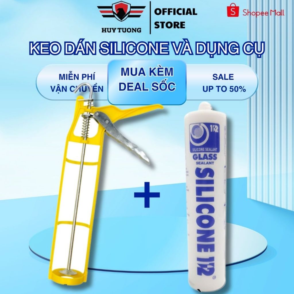 Ảnh Keo dán silicone + dụng cụ bắn keo, keo dán kính, bể cá, dán gỗ dán tường,.. chống thấm nước 1