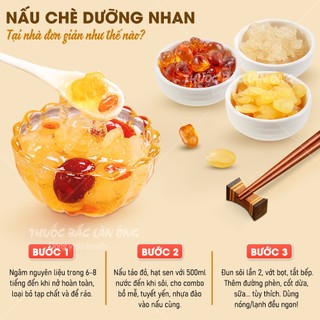 Bồ mễ, tuyết yến, nhựa đào, set nguyên liệu nấu chè dưỡng nhan, đẹp da, tốt cho sức khỏe - Lãn Ông