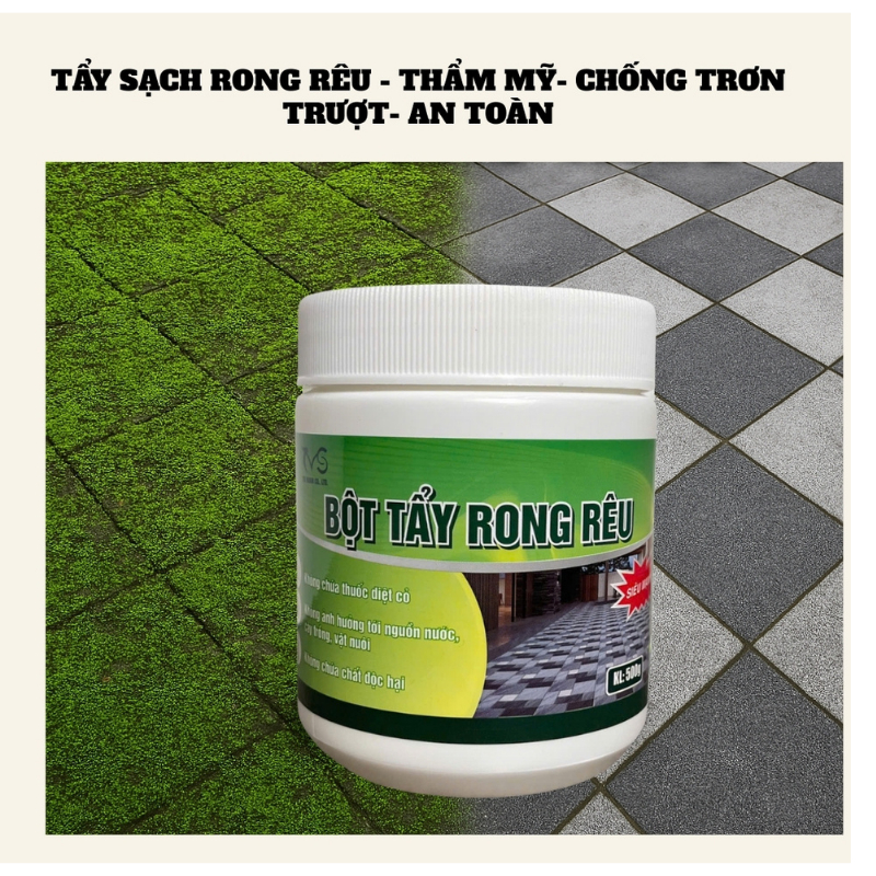 Ảnh Bột tẩy rong rêu TVS-500gam mẫu mới nâng cấp , tẩy rong rêu nền gạch, nền xi măng 2