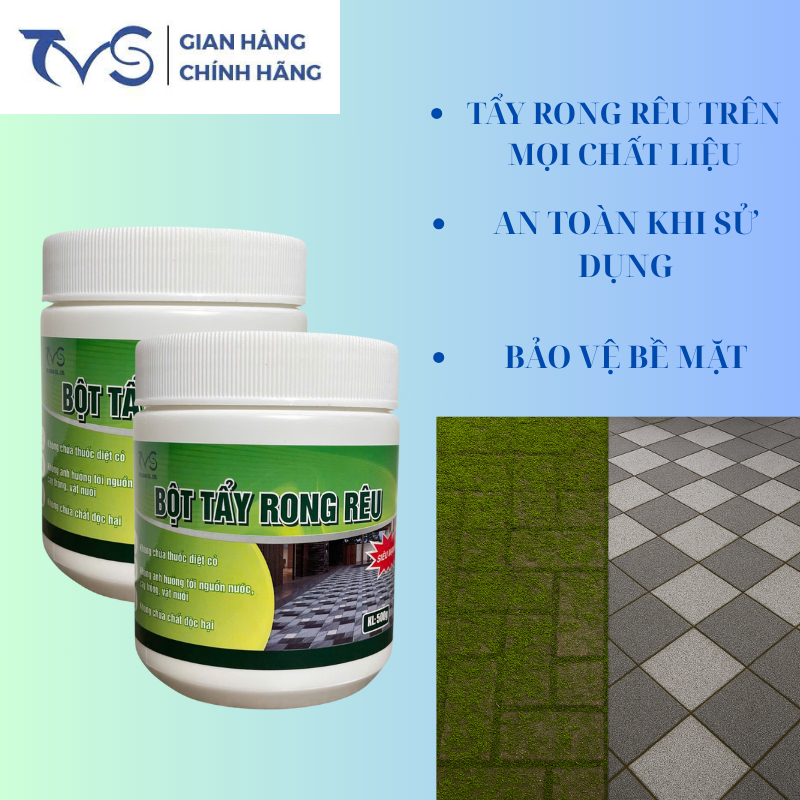 Ảnh Bột tẩy rong rêu TVS-500gam mẫu mới nâng cấp , tẩy rong rêu nền gạch, nền xi măng 1