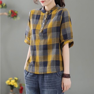 Áo sơ mi kẻ sọc cổ tròn tay lỡ, dáng rộng trẻ trung SP28