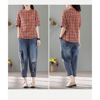 Áo sơ mi kẻ sọc cổ tròn tay lỡ, dáng rộng trẻ trung SP28