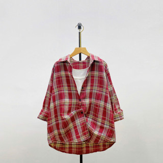 Set Áo Sơ Mi Bigsize Nữ 2 Món (Somi Caro Khoác Ngoài + Áo Ba Lỗ) Phong Cách Vintage Cho Chubby