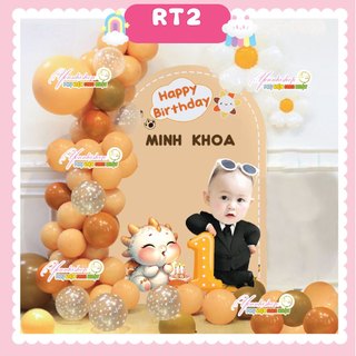 Set bóng trang trí thôi nôi, sinh nhật kèm phông in tên và hình bé thiết kế riêng theo yêu cầu Yến Nhi Shop