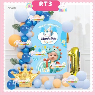 Set bóng trang trí thôi nôi, sinh nhật kèm phông in tên và hình bé thiết kế riêng theo yêu cầu Yến Nhi Shop