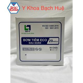 Hộp 50 cây Bơm tiêm đầu xoắn MPV 20ml, bơm tiêm 20cc đầu xoắn. Có bán lẻ
