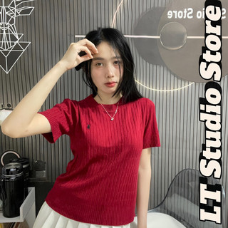 Áo len nữ cổ tròn cộc tay hình thêu ngựa len xoắn thừng chất len thỏ mềm mịn free size 388