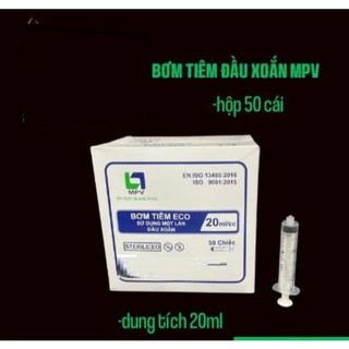 Hộp 50 cây Bơm tiêm đầu xoắn MPV 20ml, bơm tiêm 20cc đầu xoắn. Có bán lẻ