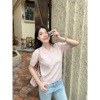 Áo len cộc tay mùa hè phối cổ bẻ cài khuy hình trơn len lông thỏ cao cấp PL03 hàng thiết kế BST mới DELIZ