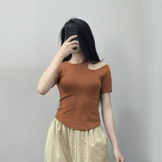 [ NEW ] Áo Thun Nữ F89 – Khoét Vai Thời Trang, Cotton Êm Mát