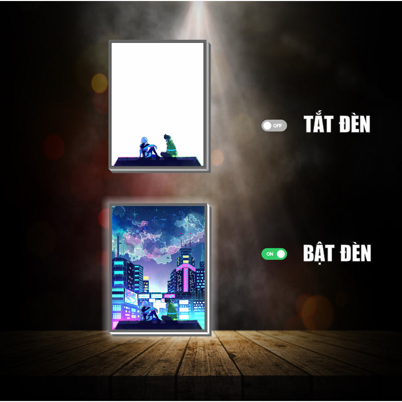 Tranh đèn led 3D đổi màu Cyberpunk  - Tranh đèn led 3D ANIME trang trí bàn làm việc, đèn ngủ